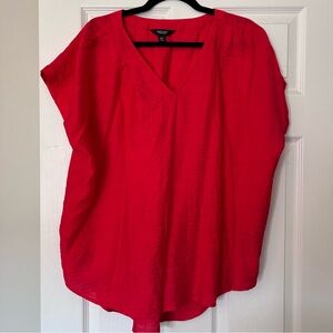 ❤️MAKE OFFER❤️ Red Orange V-neck sleeveless blouse shirt top Simply Vera XXL
